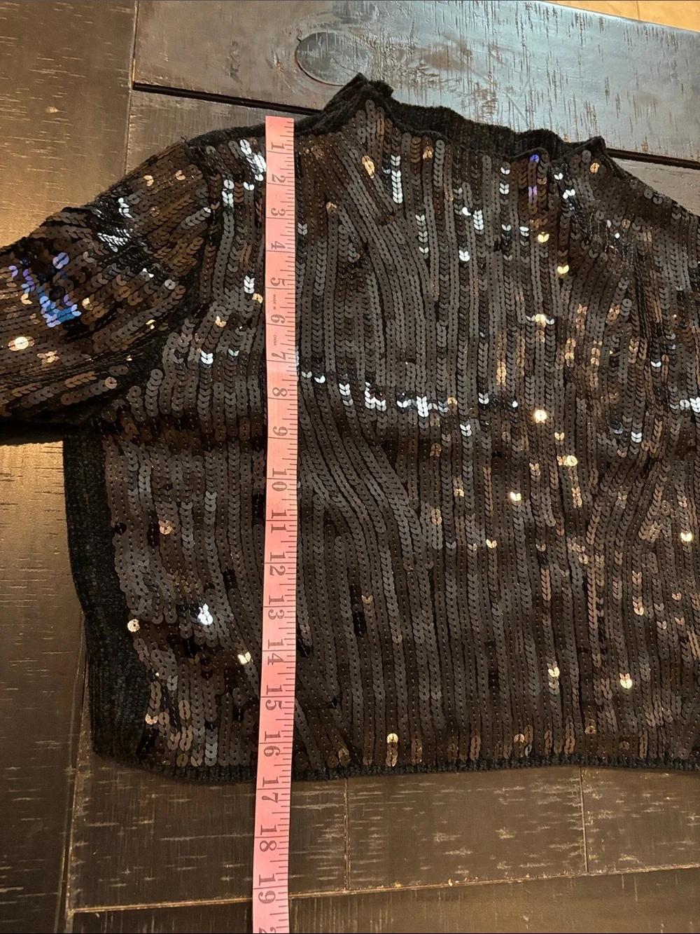 Zara Black Zara Sequin Embellished Chenille Cropped Sweater Size Small